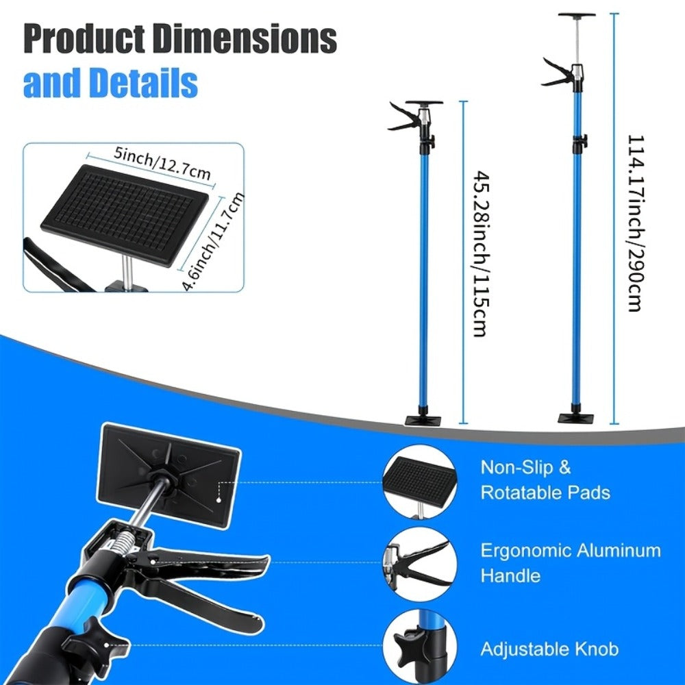 Adjustable Steel Support Rods for Drywall & Cabinet Installation, Extendable Construction Support Poles 19.7¡±-45.3¡± / 45¡±-114¡±, Manual Lifting Tool Height Adjuster for Home Renovation, 2PCS & 4PCS Sets