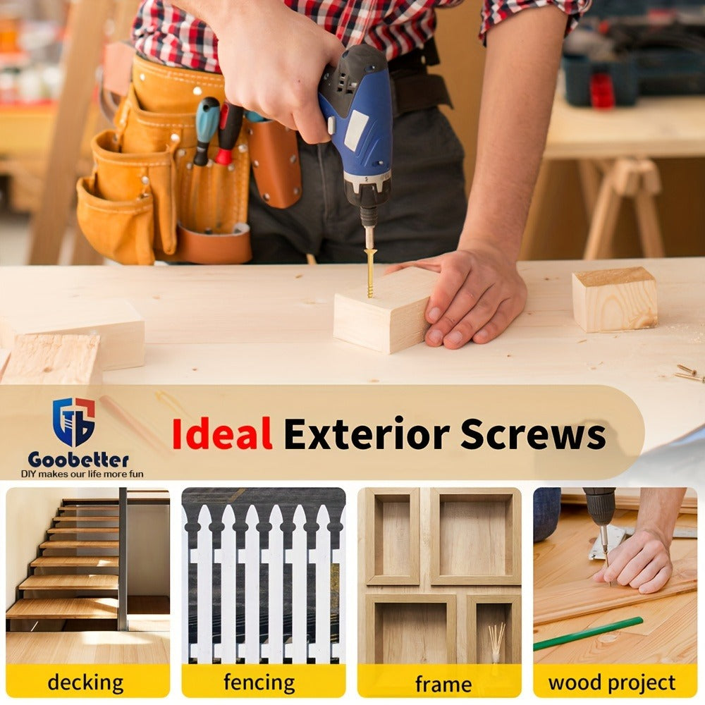 400pcs #10 x 3-1/2¡± Torx Wood Screws Rust Resistant Yellow Ceramic Coating ¨C Flat Head Fully Threaded Self-Tapping Screws for Wood Fastening Decking & Construction