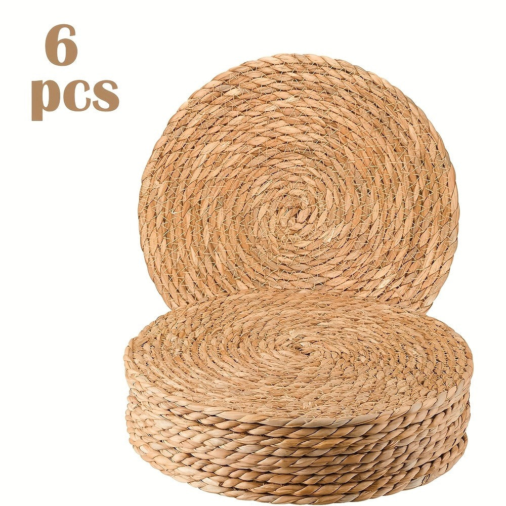 Round Placemats for Dining Table 12 Inch Boho Jute Braided Charger Plates Rattan Wicker Farmhouse Rustic Table Mats Set