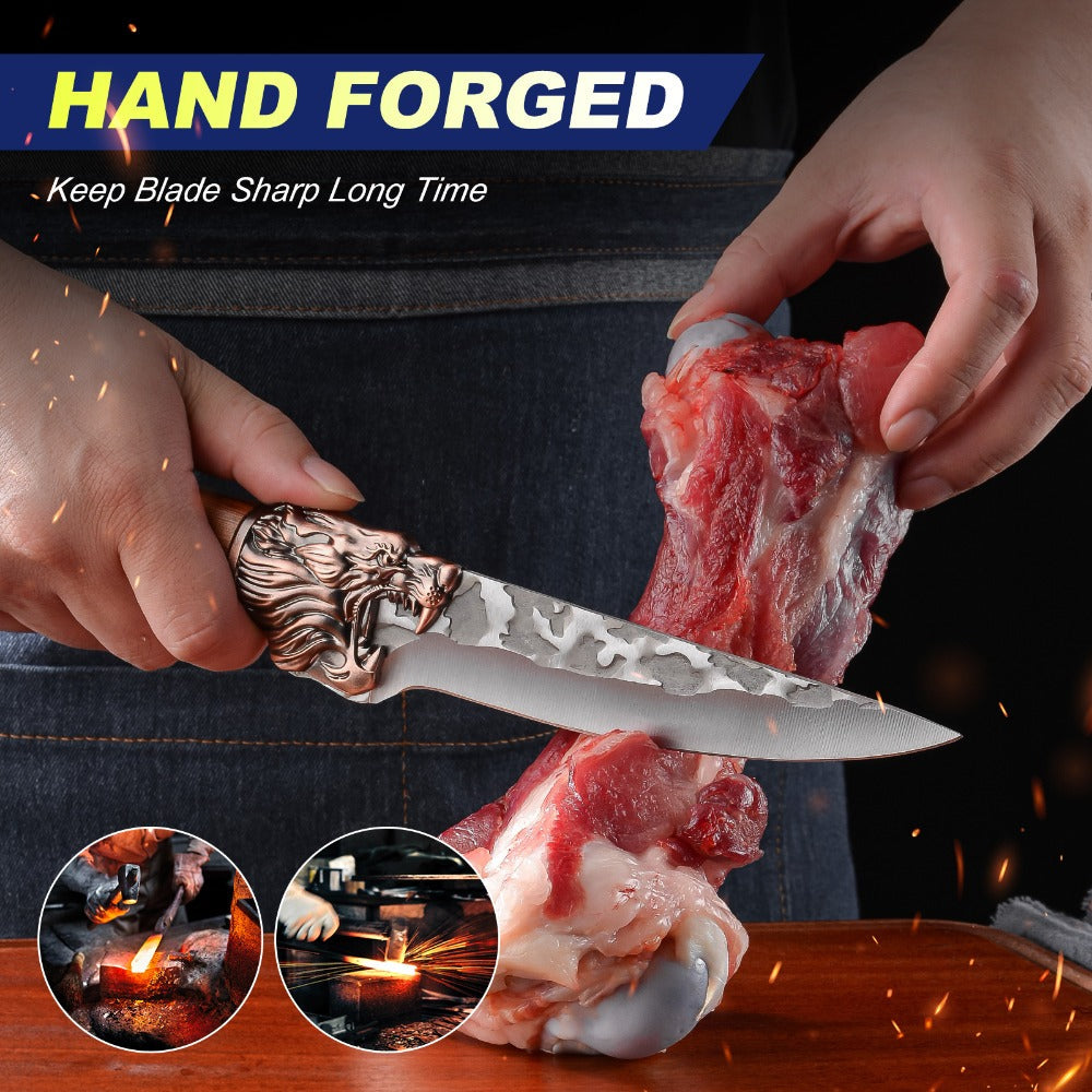 Kitchen Knife Set Professional Forged Chef Knife Set Full Tang Blades with Poultry Shears Meat Knife Carving Knife Cleaver Cooking Gift for Women Home Kitchen