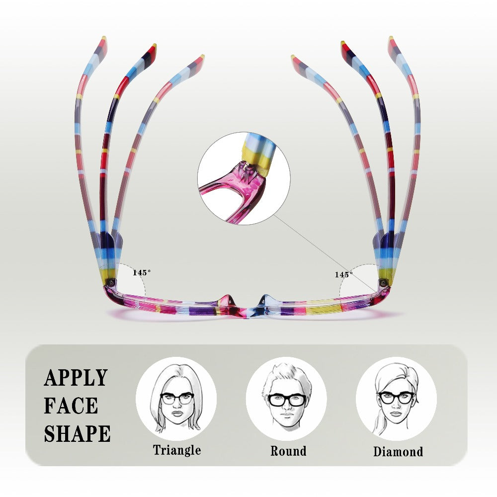 Reading Glasses 4-Pack Retro Rectangle Spring Hinge Multi-Strength for Men and Women ¨C 1.0x to 4.0x Magnification Colorful Printed Frames Eyeglasses Set