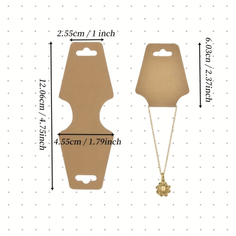 Jewelry Display Cards Wooden Self-Adhesive Kraft Backing | Rounded Corner Hang Tags for Necklaces Bracelets Keychains Boutique Packaging Home Organizing 11 99 Pack
