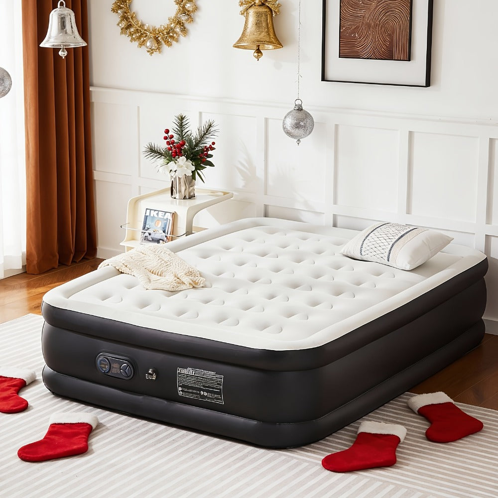 Air Mattress with Coil Beam Support | 660 lbs Capacity Plush Velvety Top Non-Slip Bottom - Guest Bed Inflatable Mattress for Camping & Home, Multiple Sizes & Heights, Stable on Floors & Carpets