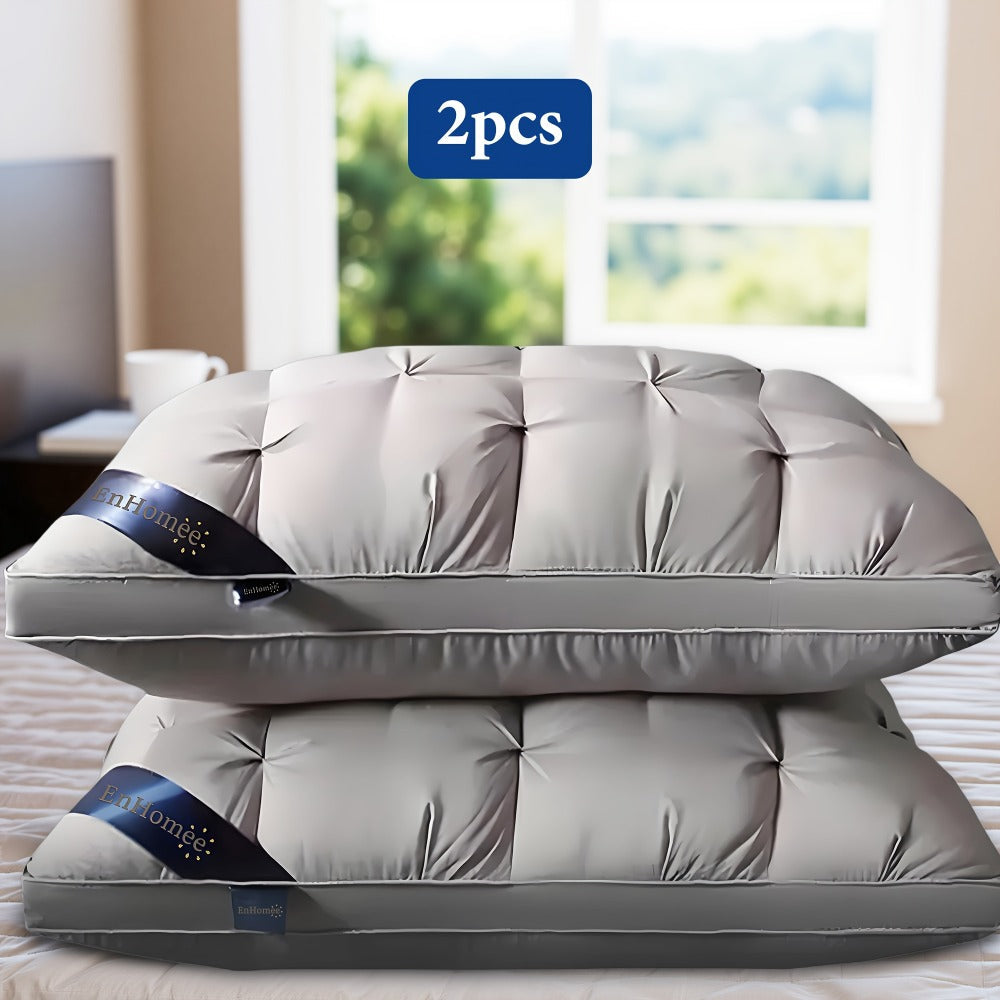 Bed Pillow 2 Pack Hotel Quality Twisted Flower Design 900g Fill - Adjustable Zipper Closure Breathable Polyester Sleeping Pillow for Side Back Stomach Sleepers, Luxury Soft Support Pillow Set