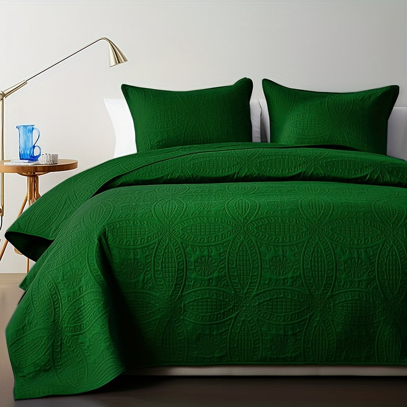 Quilt Set Bedspread with Pillowcases - Lightweight Microfiber Coverlet Twin Full Queen King, Soft Breathable Coin Pattern Comforter Set for Bedroom Dorm School