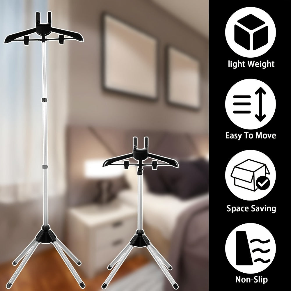 Clothes Drying Rack Foldable Height Adjustable Telescopic Ironing Rack, Aluminum Alloy Garment Rack with 360¡ã Rotating Arm, Multi-Layer Hanging Drying Stand, Space-Saving Laundry Rack for Home Bedroom