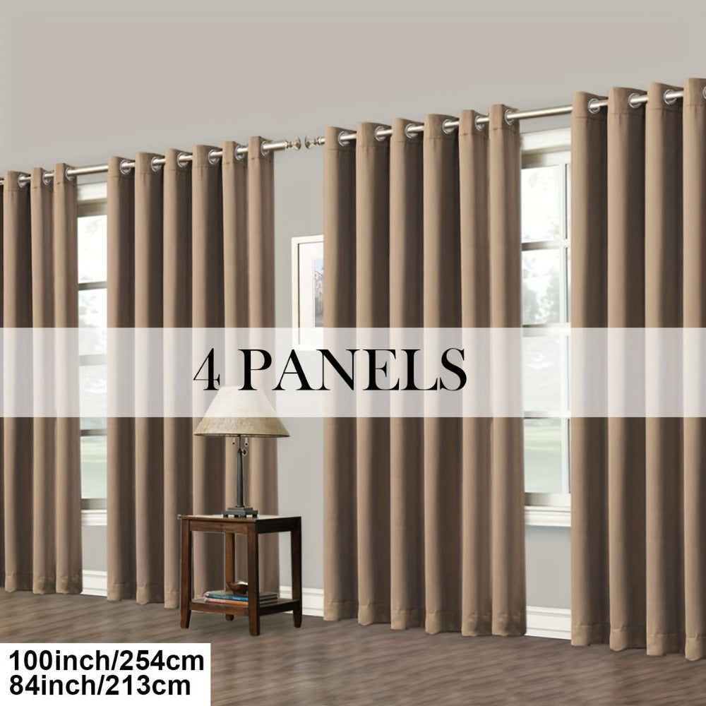 Blackout Curtains Grommet Top Room Darkening Window Drapes 4 Panels Set Living Room Bedroom