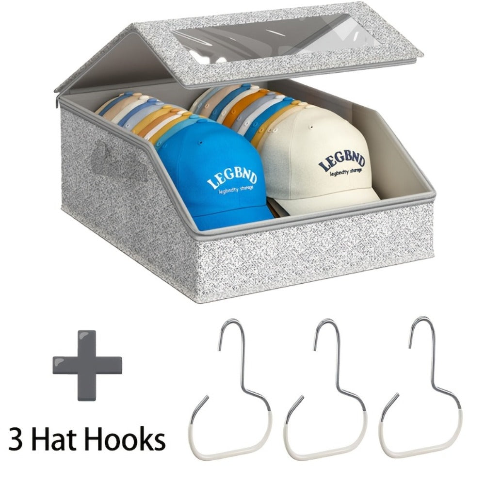 Stackable Baseball Cap Storage Box Organizer | Dustproof Cardboard Hat Box Holds 24 Caps | 1/2 Pack