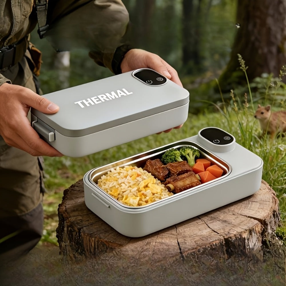 Electric Lunch Box Food Heater 3-in-1 USB Heated Bento Box, Stainless Steel Portable Warming Lunch Box with Adjustable Temperature, Thermal Insulated Leakproof Meal Prep Container for Office Travel Home