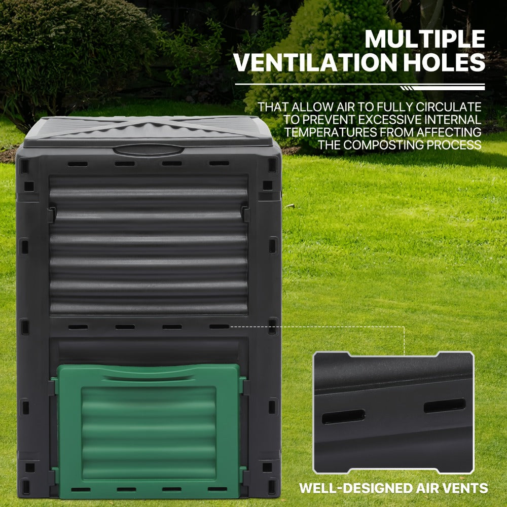 80 Gallon Large Compost Bin Outdoor Tumbler BPA Free Rotating Dual Chamber Composter with Sliding Door for Garden Patio All-Season Fast Working