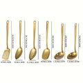 6 Piece Korean Style Stainless Steel Kitchen Utensil Set Cooking Spoons Spatula Ladle Strainer Hot Pot Clips for Cooking Buffet Restaurant
