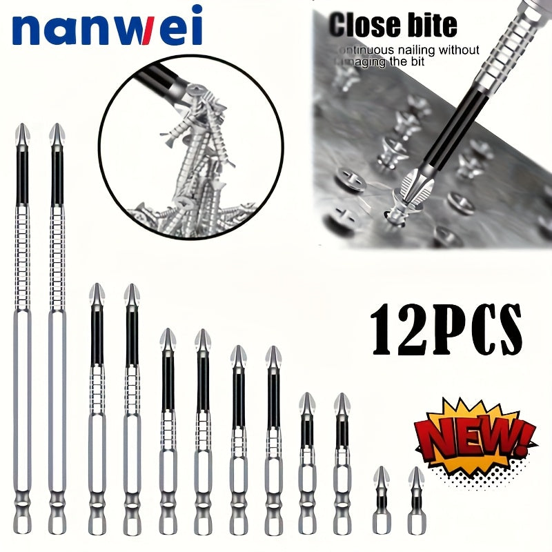 Magnetic Screwdriver Drill Bit Set Anti-Slip - K5 High Magnetic Power Bits in 50mm 65mm 70mm 75mm 90mm 150mm, Electric Screwdriver Bit Kit for Power Drills, DIY Home Repair & Professional Use