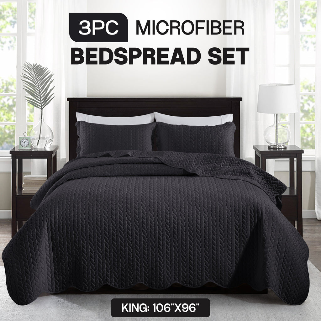 Bedspread Set 3-Piece Microfiber Floral Coverlet with Pillow Shams - Soft Breathable Lightweight All-Season Bed Cover for Queen King Twin California King