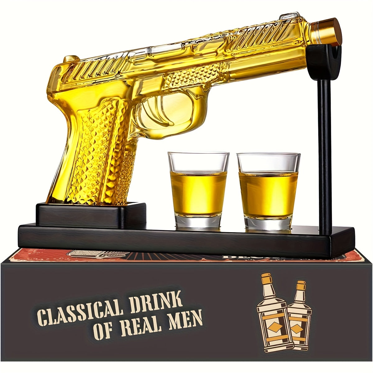 Gun Whiskey Decanter Set with Glasses Military Themed Liquor Dispenser AK47 M1911 Revolver Shaped Decanter for Home Bar Gifts for Men Dad Husband Birthday