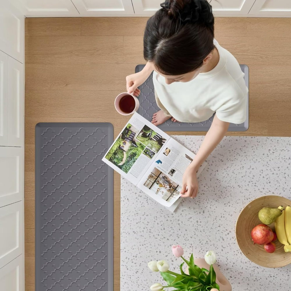Anti Fatigue Kitchen Mat Set 2 Piece Cushioned Non-Slip Standing Mat for Kitchen Sink Office Laundry Floor Comfort