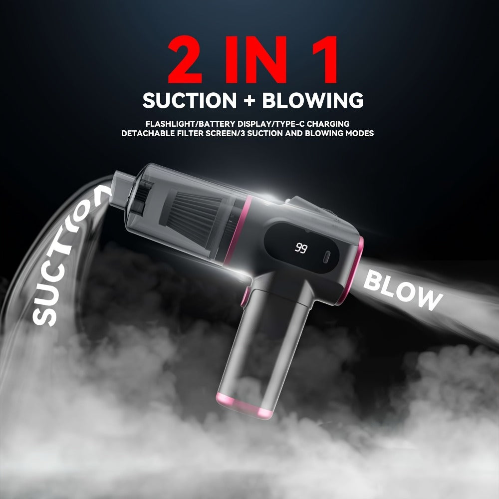 Cordless Handheld Vacuum Cleaner 6KPA, Wireless Portable Vacuum with Suction & Blow Function, USB Rechargeable, Whirlwind Cyclone Filter for Home Car Office Pet Hair Dust Quiet Low Noise