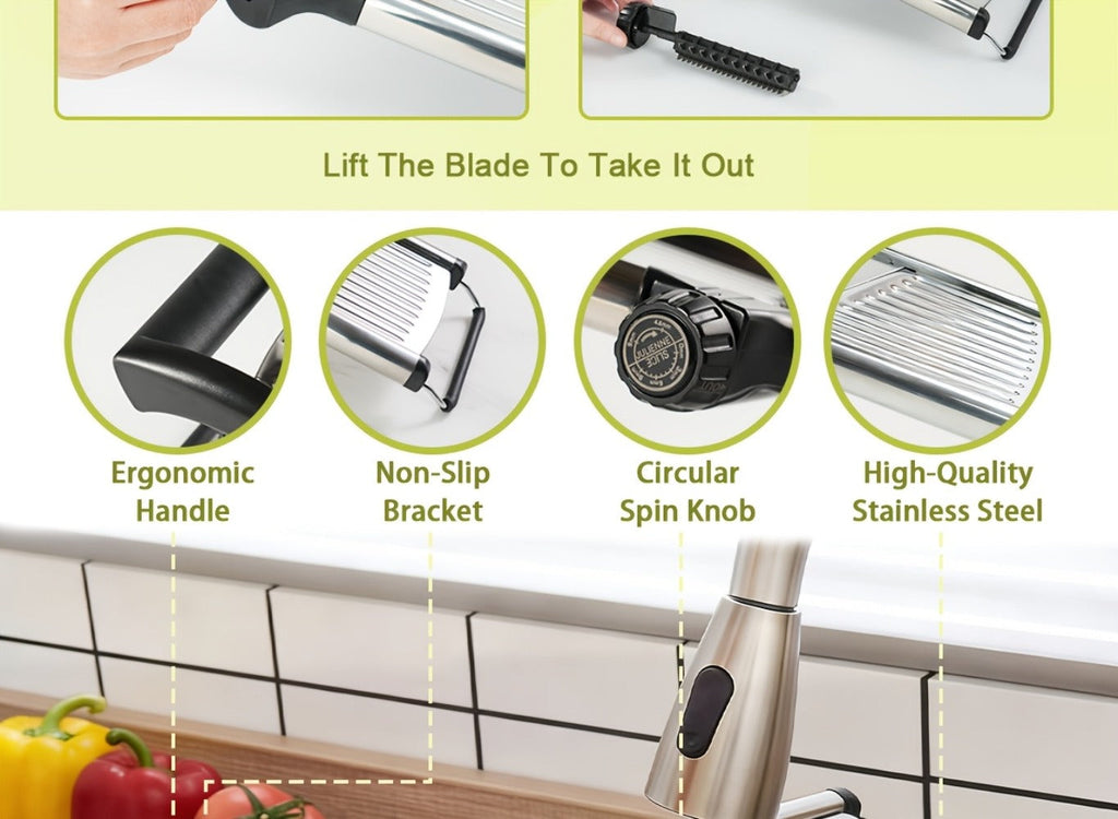 Mandoline Slicer Adjustable 5-Thickness 304 Stainless Steel ¨C Professional Vegetable Slicer for Onion, Potato, Carrot, Cheese & Fruit, Kitchen Grater with Cut-Resistant Gloves Option