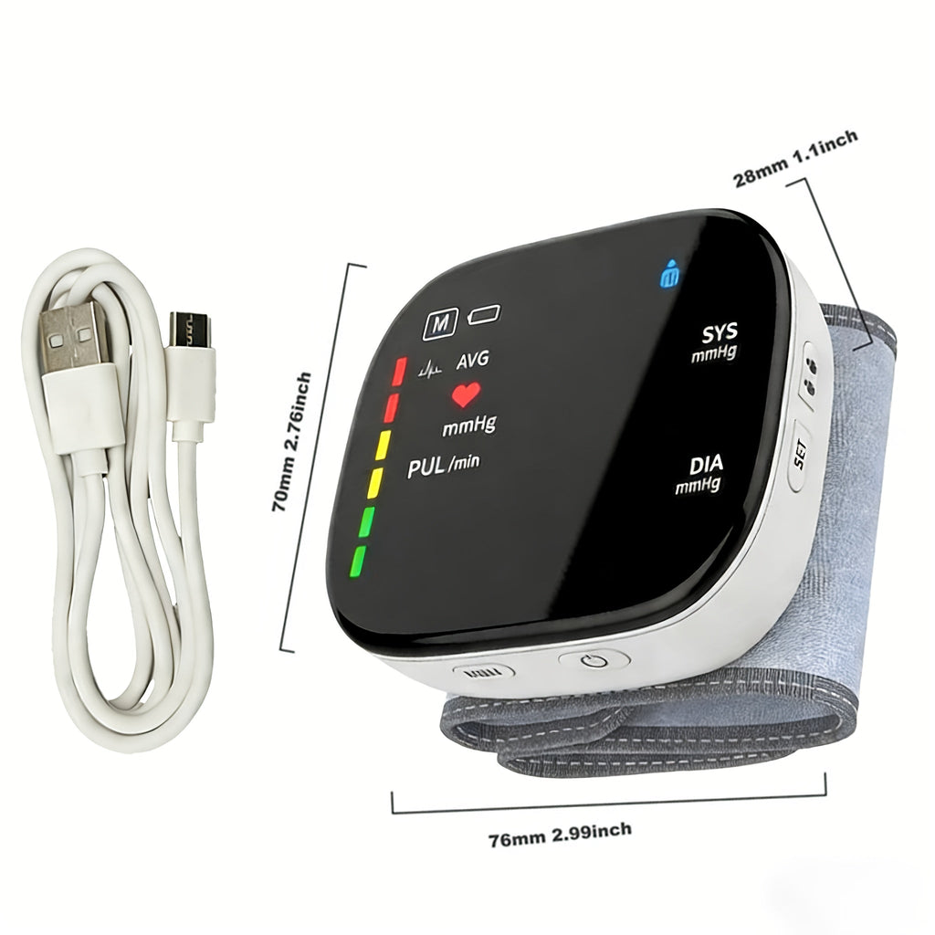 Wrist Blood Pressure Monitor - Digital BP Monitor Rechargeable with 2¡Á99 Memory, Large LCD Display, Voice Broadcast & Portable Case for Home & Travel Use (Black / White / BP188W)