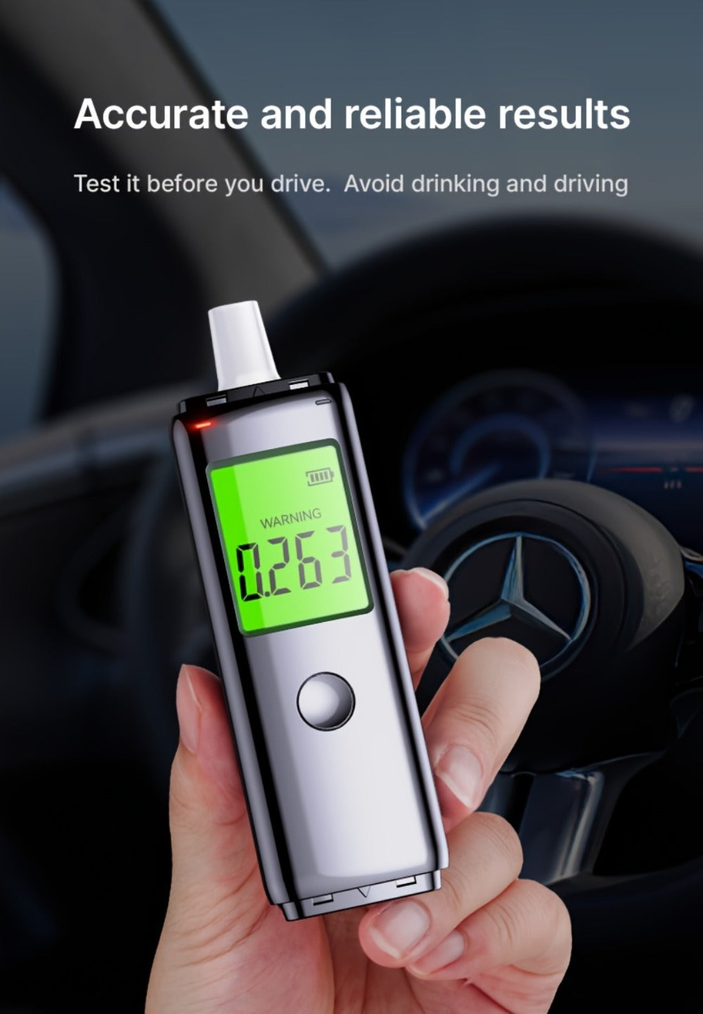 Breathalyzer Alcohol Tester 2-in-1 Rechargeable Dual Mode Blow Activated Digital BAC Tester for Personal Use Drunk Driving Prevention Portable Alcohol Meter