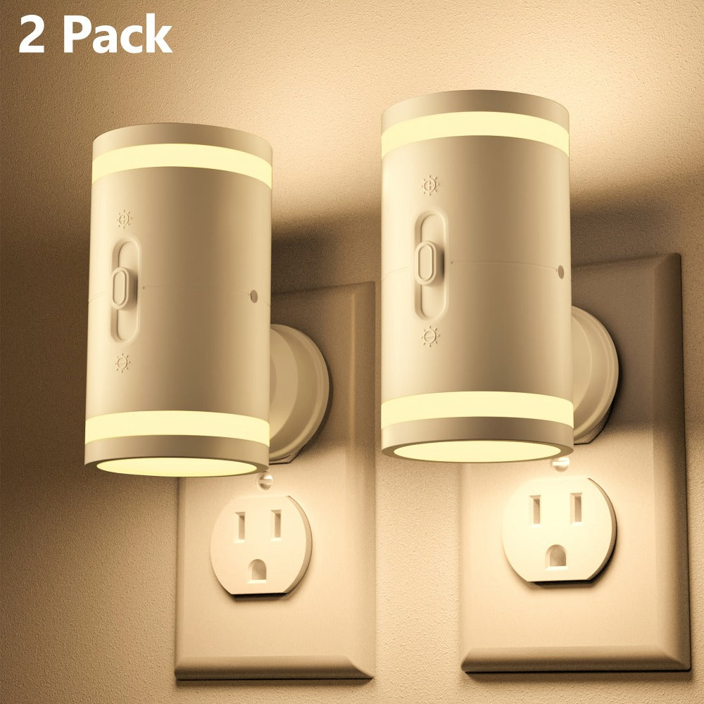 LED Night Light Plug In Dusk to Dawn Sensor ¨C 5-120LM Adjustable Brightness, 3 Color Temperatures, Modern Plug-In Night Lights for Hallway, Bedroom, Staircase, Bathroom & Toddler Room, 2 or 4 Pack