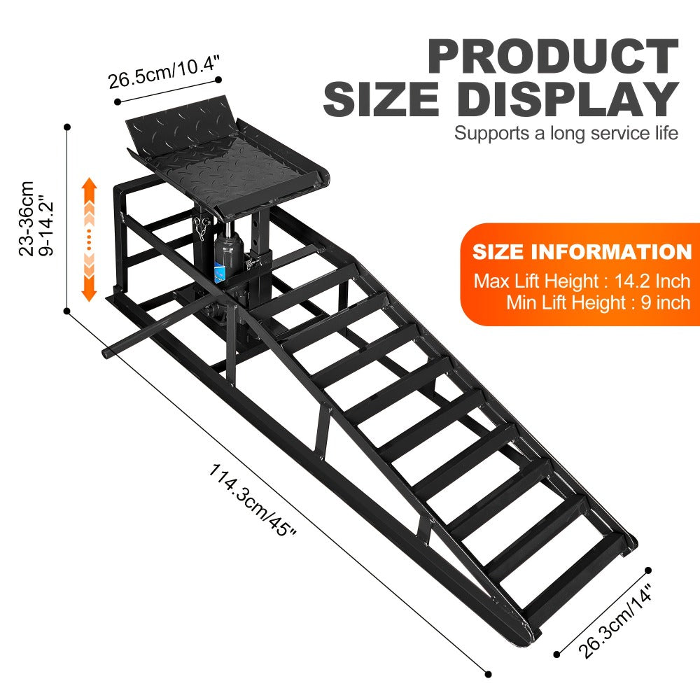 Hydraulic Car Ramps 2-Pack 5T 11050 Lbs High Lift Vehicle Wheel Ramps for Oil Change Tire Service with Supporting Crane Foot Pedal Portable DIY Auto Shop Truck SUV