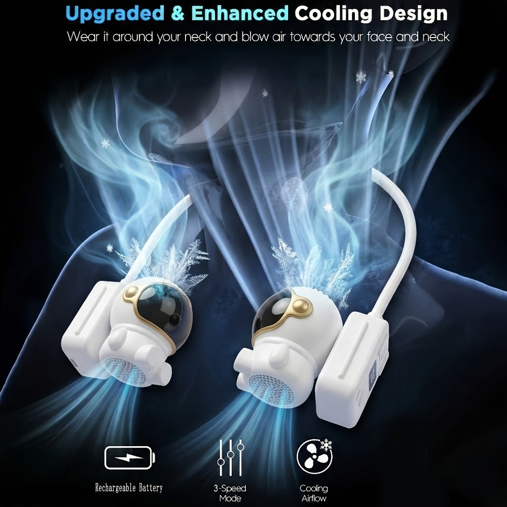 Neck Fan Hands Free Bladeless USB Rechargeable 360 Degree Adjustable Personal Cooling Fan 3 Speeds Silent Portable Wearable for Outdoor Travel Sports Office 1500mAh 3000mAh