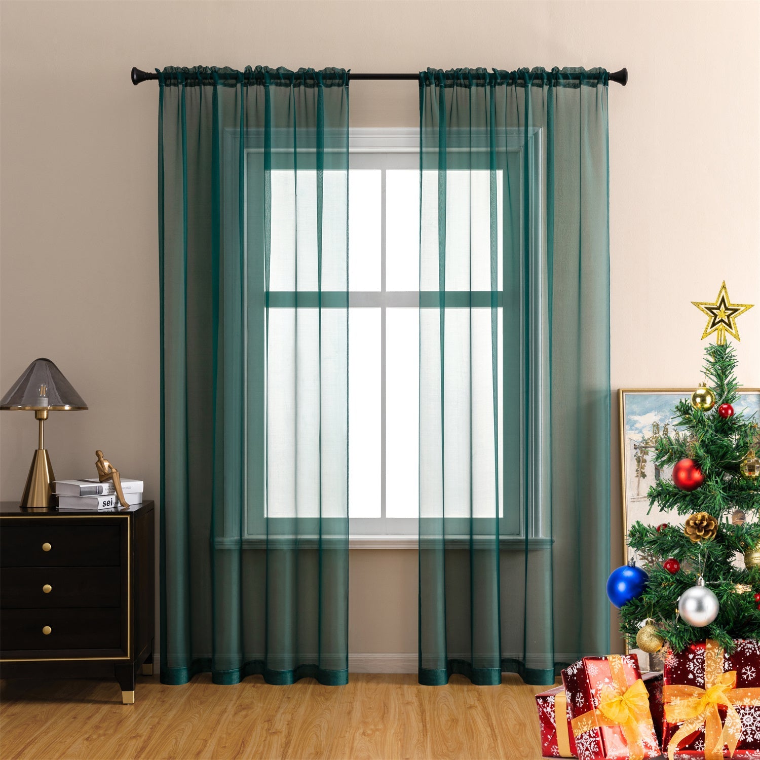 Sheer Curtains 2 Panels Rod Pocket ¨C Light Filtering Privacy Window Drapes for Living Room Bedroom Modern Home Decor