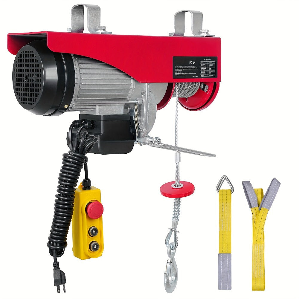 Electric Hoist 440 lb Garage Hoist Winch 120V ¨C 220 lb Single Rope / 440 lb Dual Rope, 40 ft Lift Height, Solid Copper Motor, Emergency Stop Switch, 5.25 ft Corded Control for Garage, Workshop & Construction