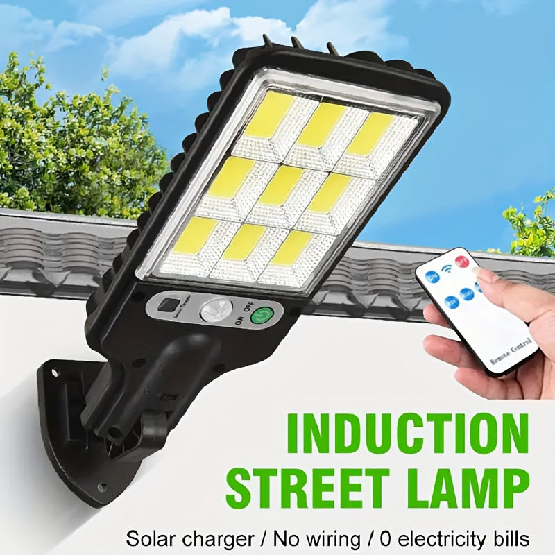 Solar Motion Sensor Security Wall Light 108COB LED ¨C Outdoor Solar Powered Street Light with Remote Control & 3 Modes | Waterproof Garden Spotlight for Patio, Porch, Door & Garage | 2/4/8pcs Pack