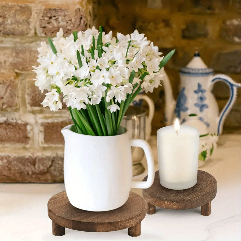 Wooden Display Risers Set of 3 ¨C Rustic Farmhouse Cake Stand Pedestals for Kitchen Counter, Home Decor, Christmas & Holiday Table Centerpiece Organizer