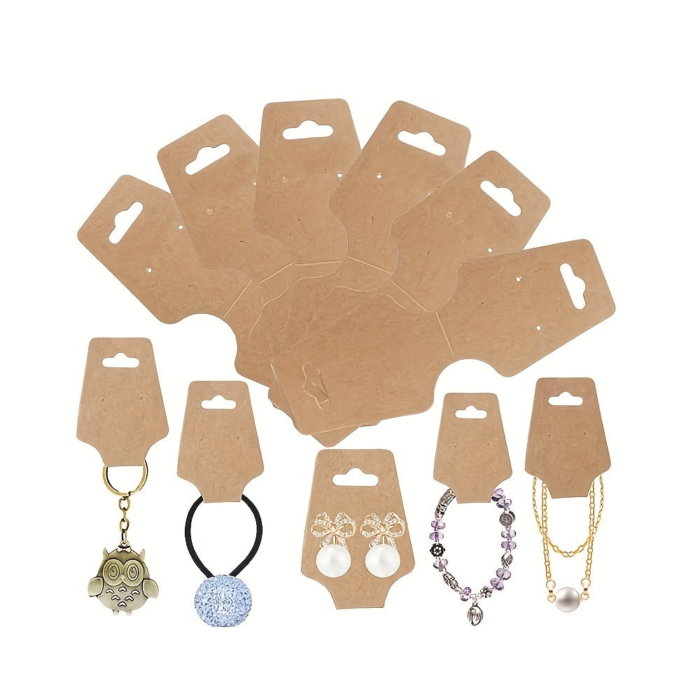 Jewelry Display Cards Wooden Self-Adhesive Kraft Backing | Rounded Corner Hang Tags for Necklaces Bracelets Keychains Boutique Packaging Home Organizing 11 99 Pack