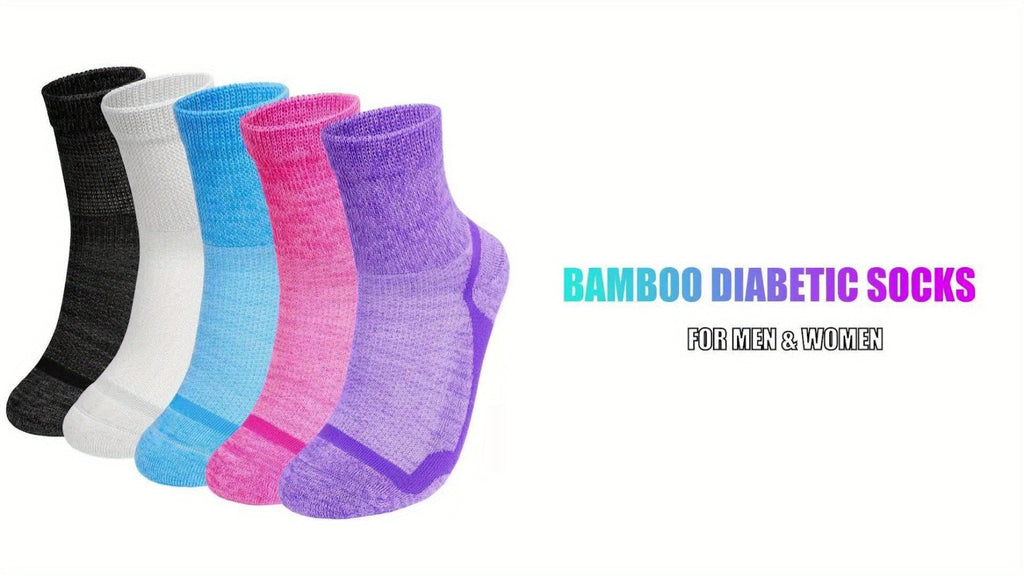 Wide Calf Socks 5 Pairs Loose Top Non-Binding Breathable Crew Socks for Men Women Plus Size Large Leg Edema Varicose Veins Comfort Fit M L Mixed Black