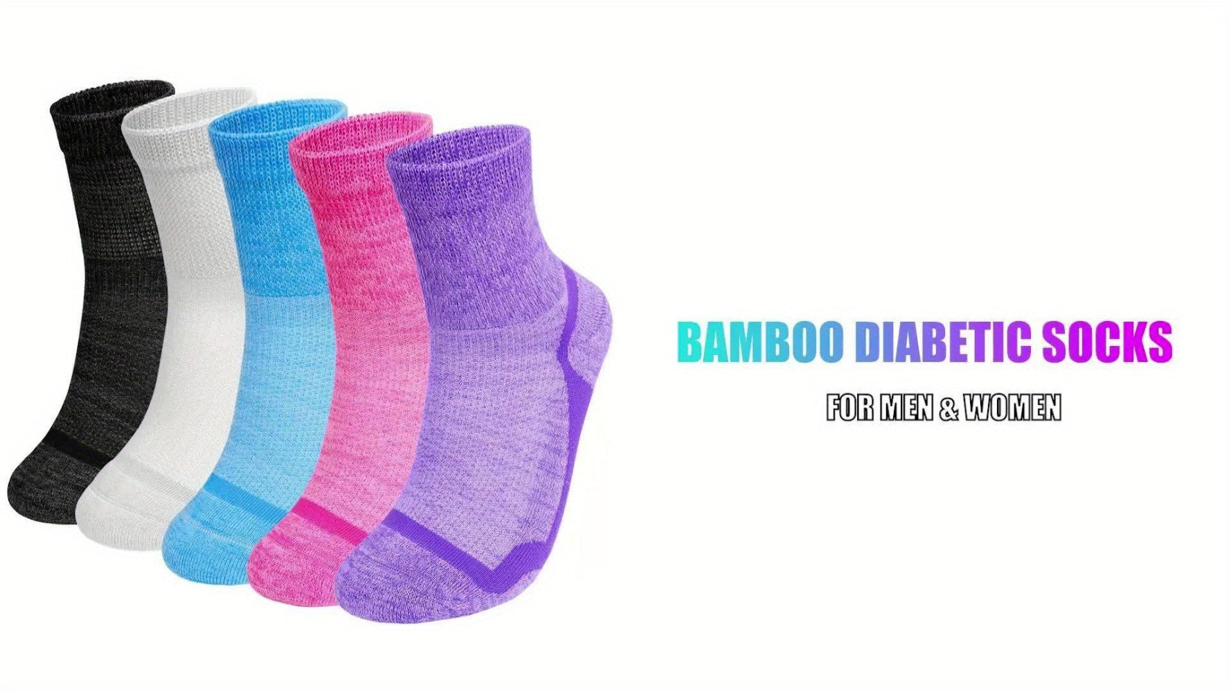 Wide Calf Socks 5 Pairs Loose Top Non-Binding Breathable Crew Socks for Men Women Plus Size Large Leg Edema Varicose Veins Comfort Fit M L Mixed Black