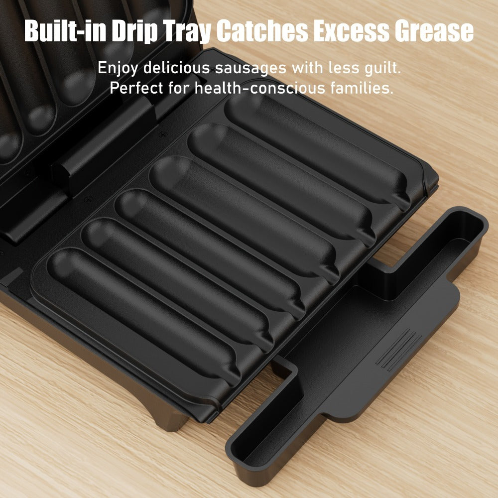 Electric Sausage Grill and Sandwich Maker with Nonstick Plate and Cord Storage Compact Countertop Cooker for Hot Dogs BBQ Sausages Veggie Sausages and Toasted Sandwiches Easy to Clean