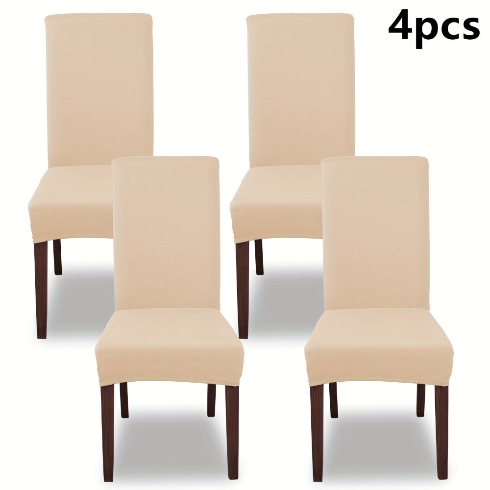 Silky Fiber Elastic Dining Chair Covers Set | Stretch Milk Fiber Slipcover, All-in-One Furniture Protector for Kitchen Wedding Office Hotel Living Room, 4pcs or 6pcs, 8 Colors