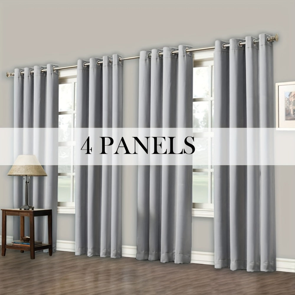 Blackout Curtains Grommet Top Room Darkening Window Drapes 4 Panels Set Living Room Bedroom
