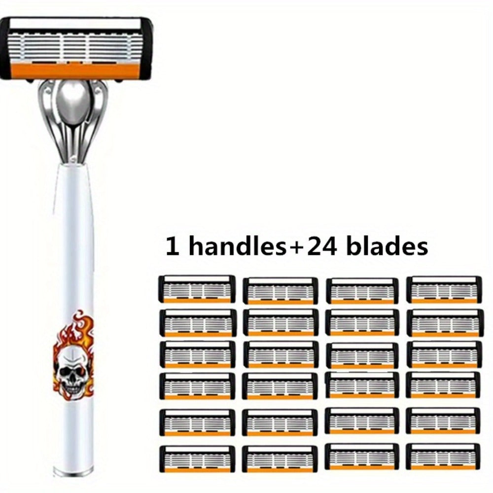 Men's Safety Razor with Replacement Blades - Anti-Slip Stainless Steel Handle Shaver for Beard & Sideburns, Classic Style Wet Shaving Razor, Multiple Blade Bundle Options