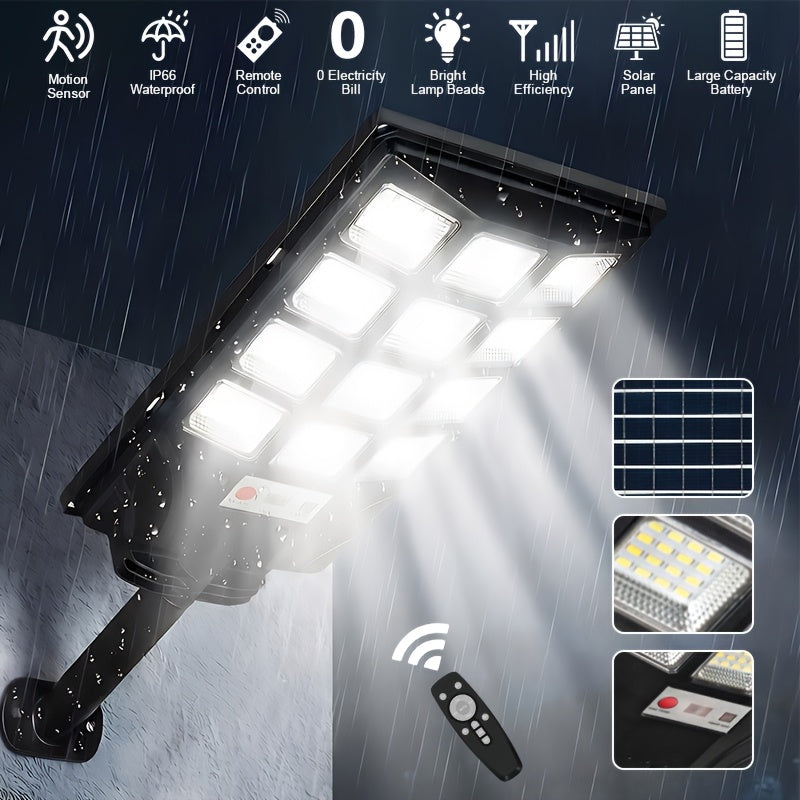 Solar Street Light Outdoor IP65 ¨C High Brightness Wide Angle Dusk to Dawn Solar Powered with Remote Control for Parking Lot, Yard, Stadium & Plaza (58 / 90 / 192 LED)