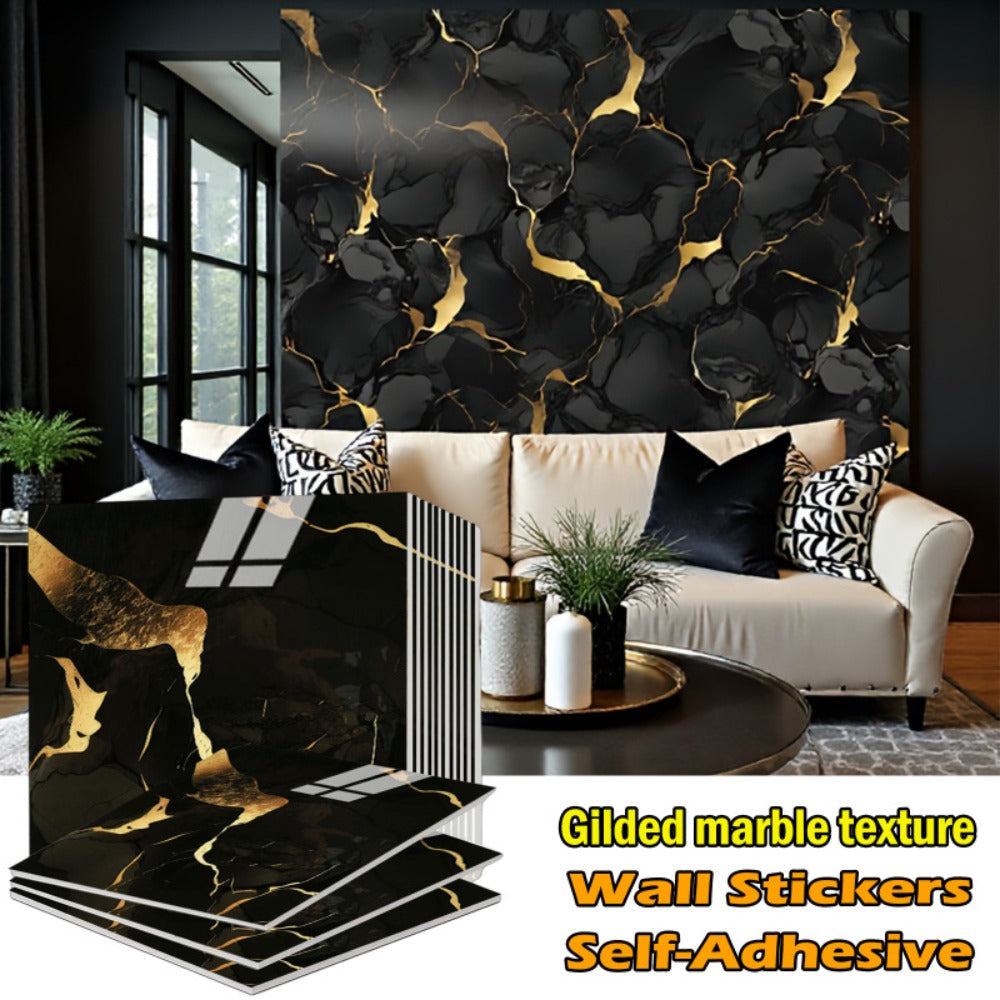 Self-Adhesive Marble Tile Stickers 11.8x11.8in Peel and Stick Wall Tiles for Bathroom Kitchen Backsplash ¨C Waterproof 3D Glossy Imitation Marble Wall Panel, Easy to Install, 50 or 100 Pack