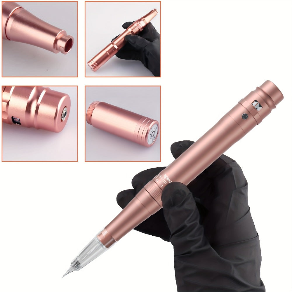 Permanent Eyebrow Tattoo Kit PMU Pen - Includes Tattoo Pen, Ink, Eyebrow & Lip Tattoo Needles, Practice Accessories, Complete Microblading Starter Set for Beginners & Enthusiasts, Black or Pink