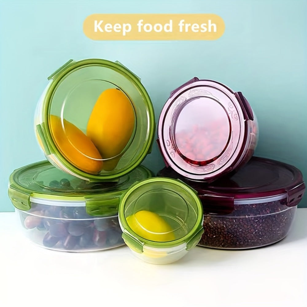 Refrigerator Food Storage Containers Airtight Stackable - Large Capacity Plastic Fridge Organizer Boxes for Fruit, Vegetable, Meat, Eggs & Dumplings, Fresh-Keeping Flip Lid, Easy to Clean, Set of 3/4