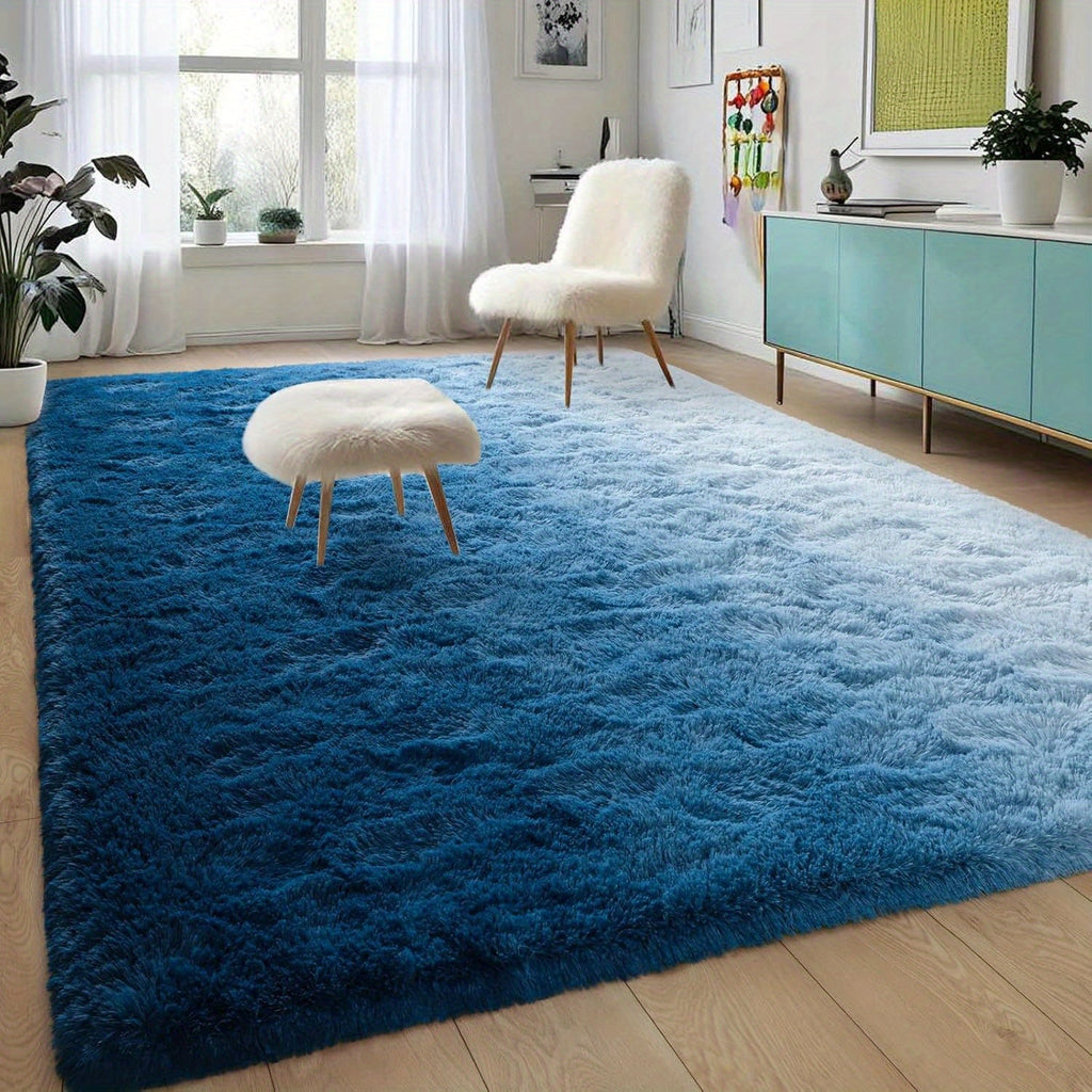 Area Rug Plush Mat Non-Slip Gradient Design Machine Washable Living Room Bedroom Rug Multi-Color Large Size Soft Polyester Floor Mat Home Decor Accent