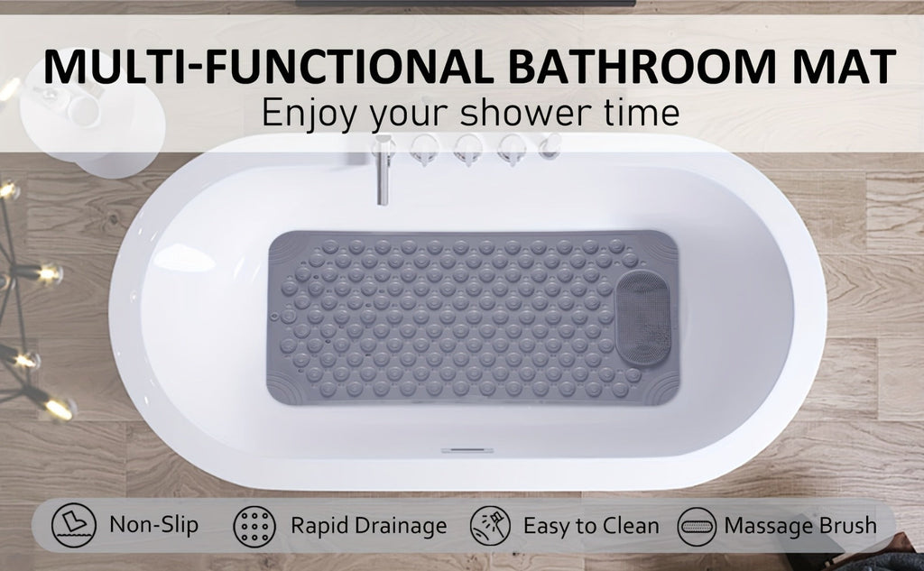Non-Slip Bath Mat with Massage Texture Extra Large Shower Tub Mat Anti-Slip Bathtub Mat