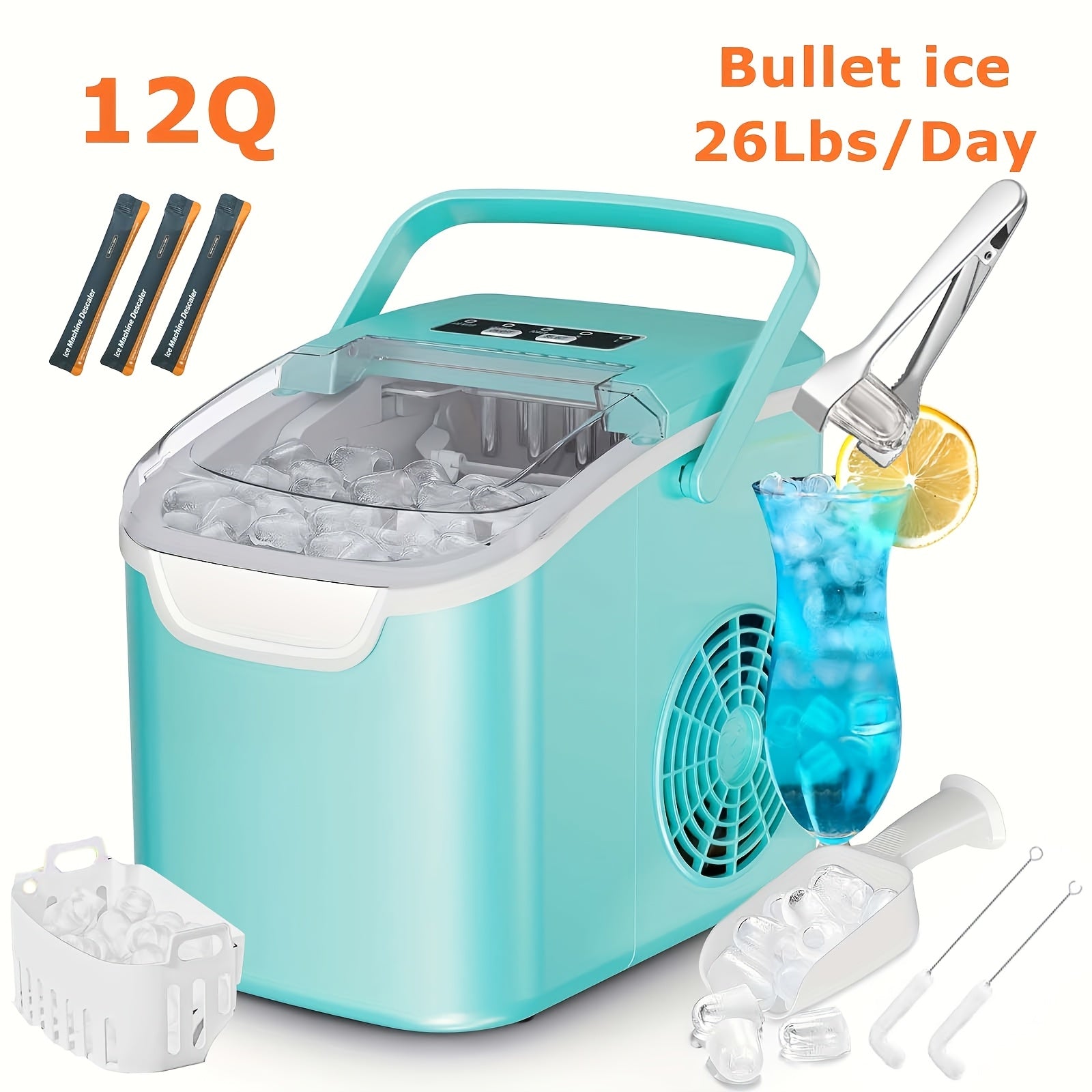 Nugget Ice Maker Countertop Pebble Ice Machine 26 Lbs 35 Lbs Per Day, Sonic Ice Bullet Ice Cube Options, Self-Cleaning Ice Maker with Ice Scoop and Basket, Portable Ice Machine for Home Kitchen Bar RV