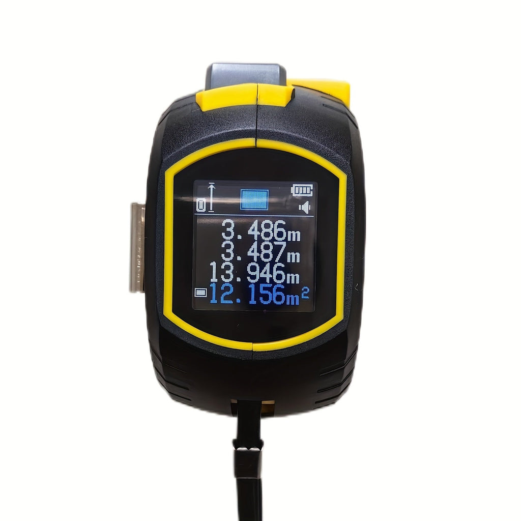 3-in-1 Laser Tape Measure Digital Laser Rangefinder Steel Tape Measure Cross Laser Level High Precision Color Screen Voice Broadcast for Construction Home DIY Measurement