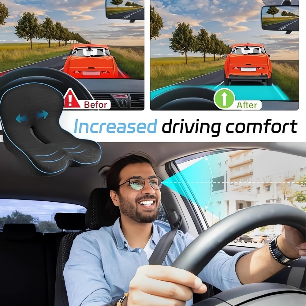 Memory Foam Seat Cushion with L-Shaped Back & Lumbar Support, Ergonomic Breathable Chair Cushion for Long Sitting, Home Office Chair Study Car Living Room Daily Comfort Cushion for Back Pain Relief