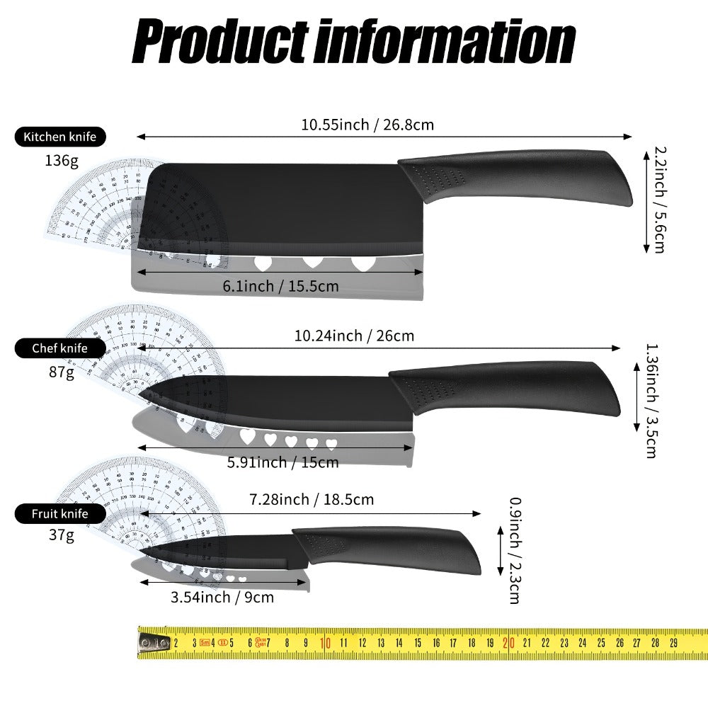 Kitchen Knife Set 3/7pc Professional Chef Knife Set with Butcher Boning Scissors | Stainless Steel Cooking Knives for Home Hotel Camping