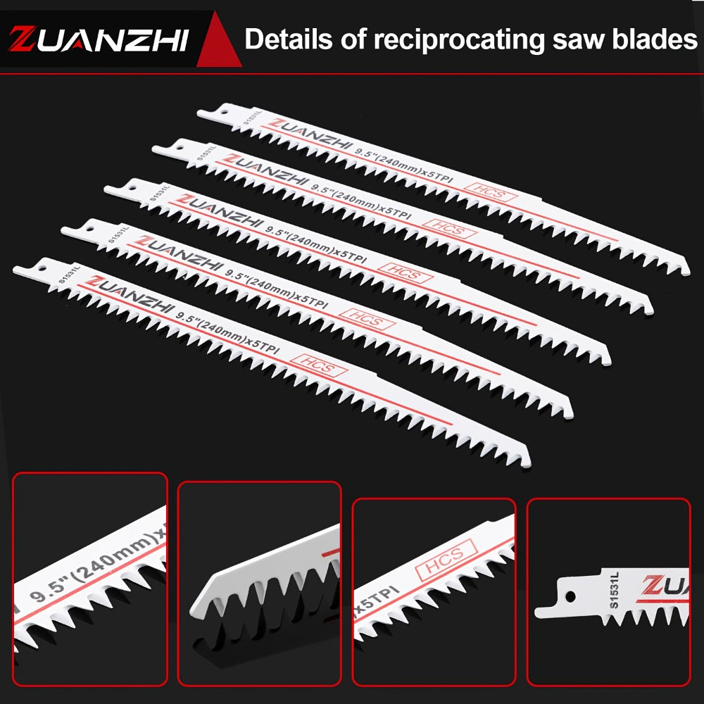 Wood Cutting Reciprocating Saw Blades 10PCS S1531L for Garden Pruning Branch Trimming Tree Cutting Sawzall Blade Set Compatible with Most Reciprocating Saws