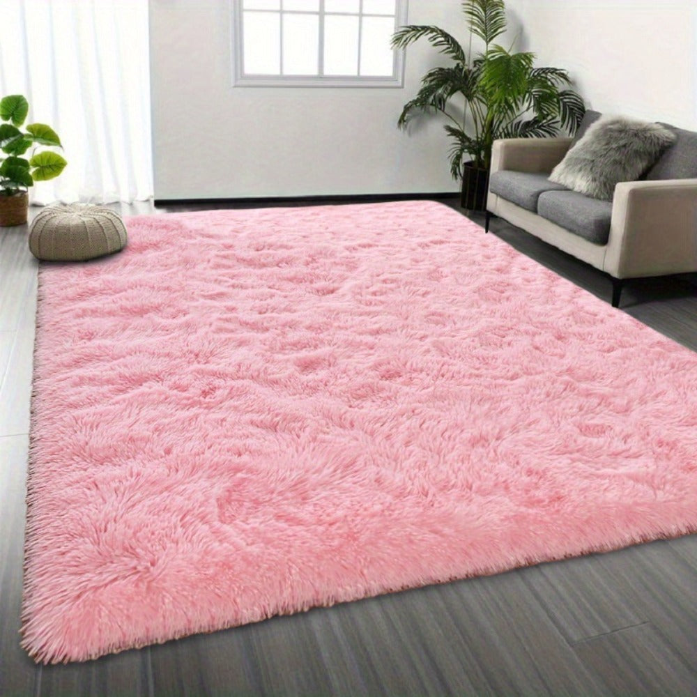 Shaggy Plush Area Rug - Soft Fluffy Carpet for Living Room, Bedroom & Sofa | Non-Slip Machine Washable Tie-Dye & Solid Color Long Pile Rug | Luxury Home Decor Floor Mat in Multiple Sizes & Colors