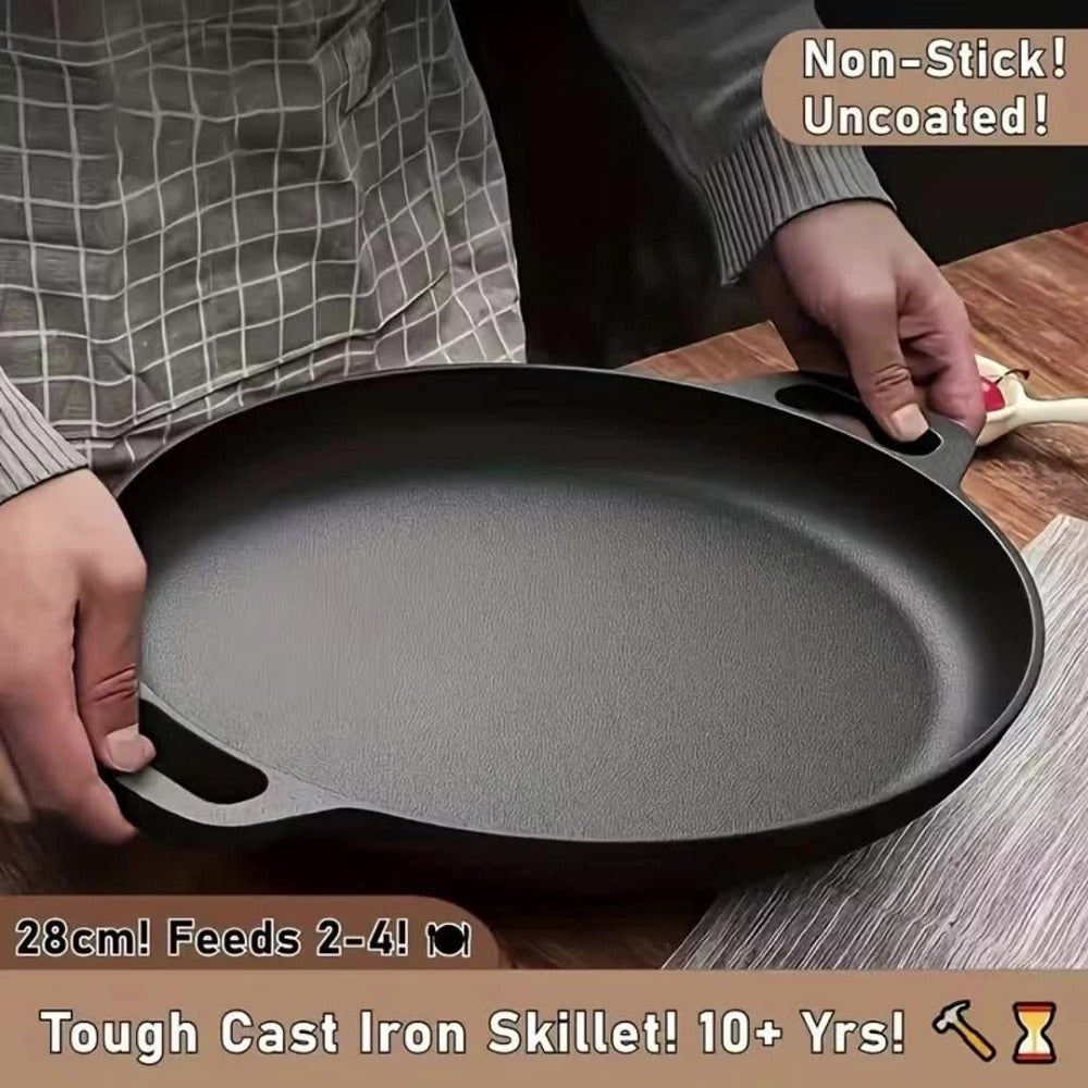 Pre-Seasoned Cast Iron Skillet Set 2 & 3 Piece ¨C Non-Stick Durable Even-Heating Pan for Pizza, BBQ & Pancakes | Oven, Stovetop, Grill & Campfire Safe Versatile Home & Outdoor Cooking Cookware